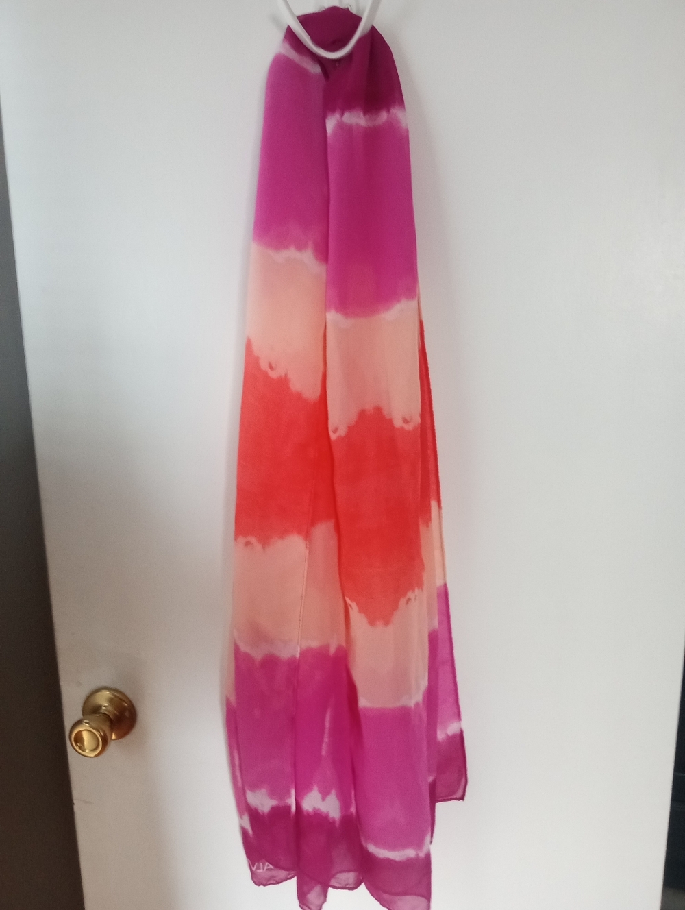 Calvin Klein Pink & White Ombre Silk Scarf